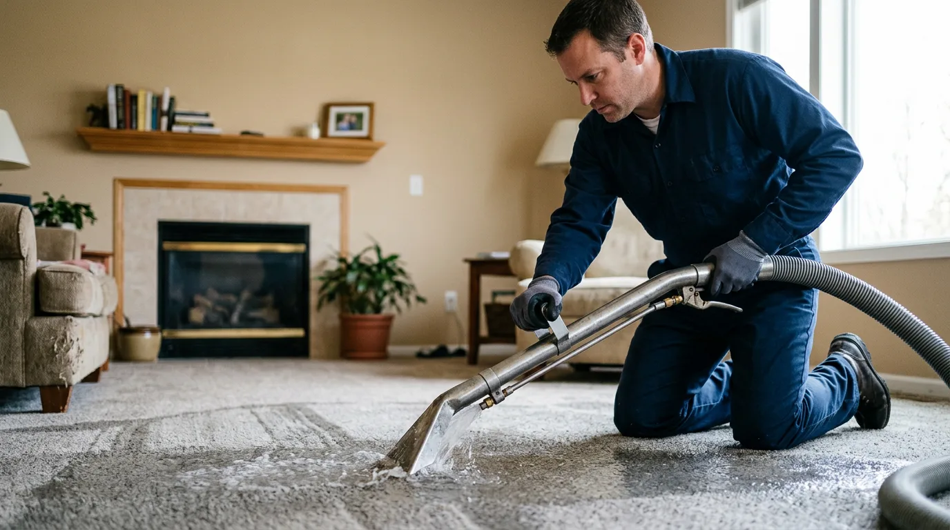 Water damage restoration technician working near Beacon, IA